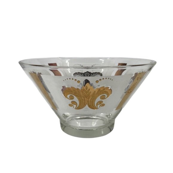 Anchor Hocking Fleur De Lis Large Serving Bowl With Gold Leaf Gold *See - Picture 7 of 12